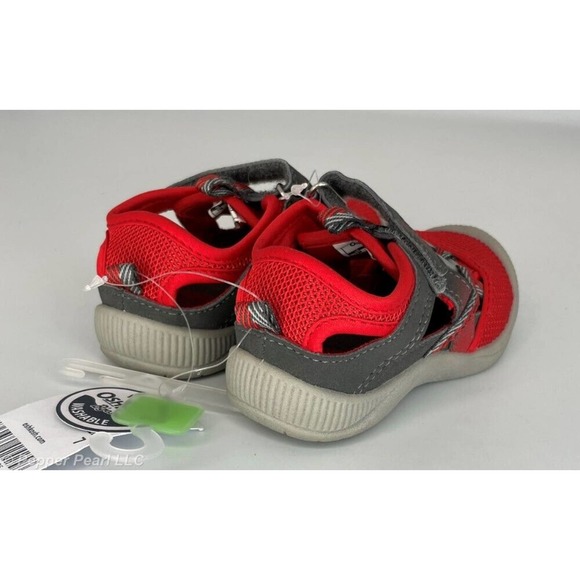 OshKosh B'gosh Toddler size 7 Red and Gray Sandals with hook and loop fasteners - Picture 7 of 8